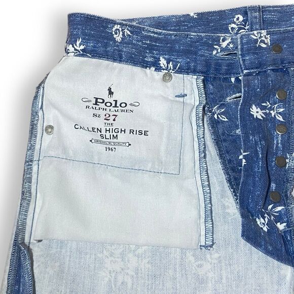 POLO RALPH LAUREN Women's Blue Callen High Rise Slim Jeans Size 27 Button Fly - Picture 8 of 10